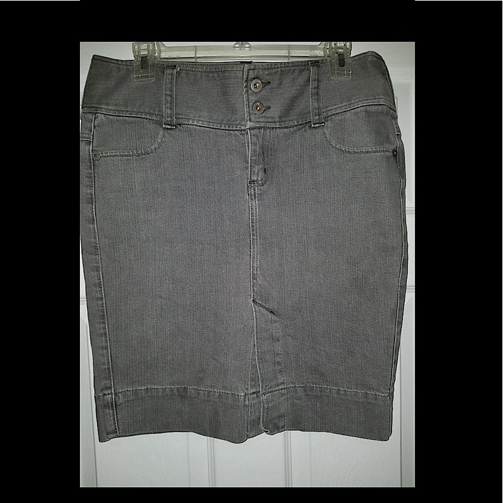 Grey Denim Pencil Skirt